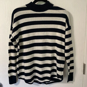 Madewell Black and White Striped Crew Neck Sweater